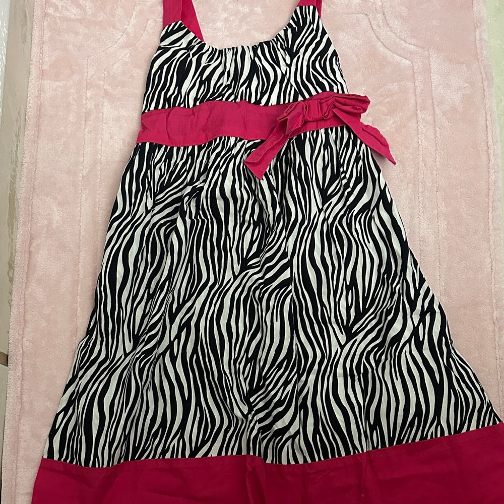 Basic Editions Zebra Print Dress with Pink Highlights